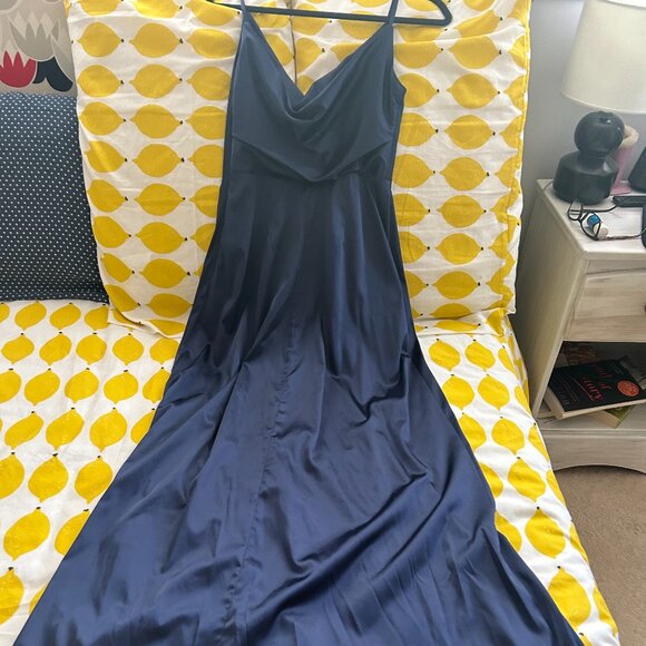 Marine Blue Silk Prom/Formal Dress - Picture 7 of 9